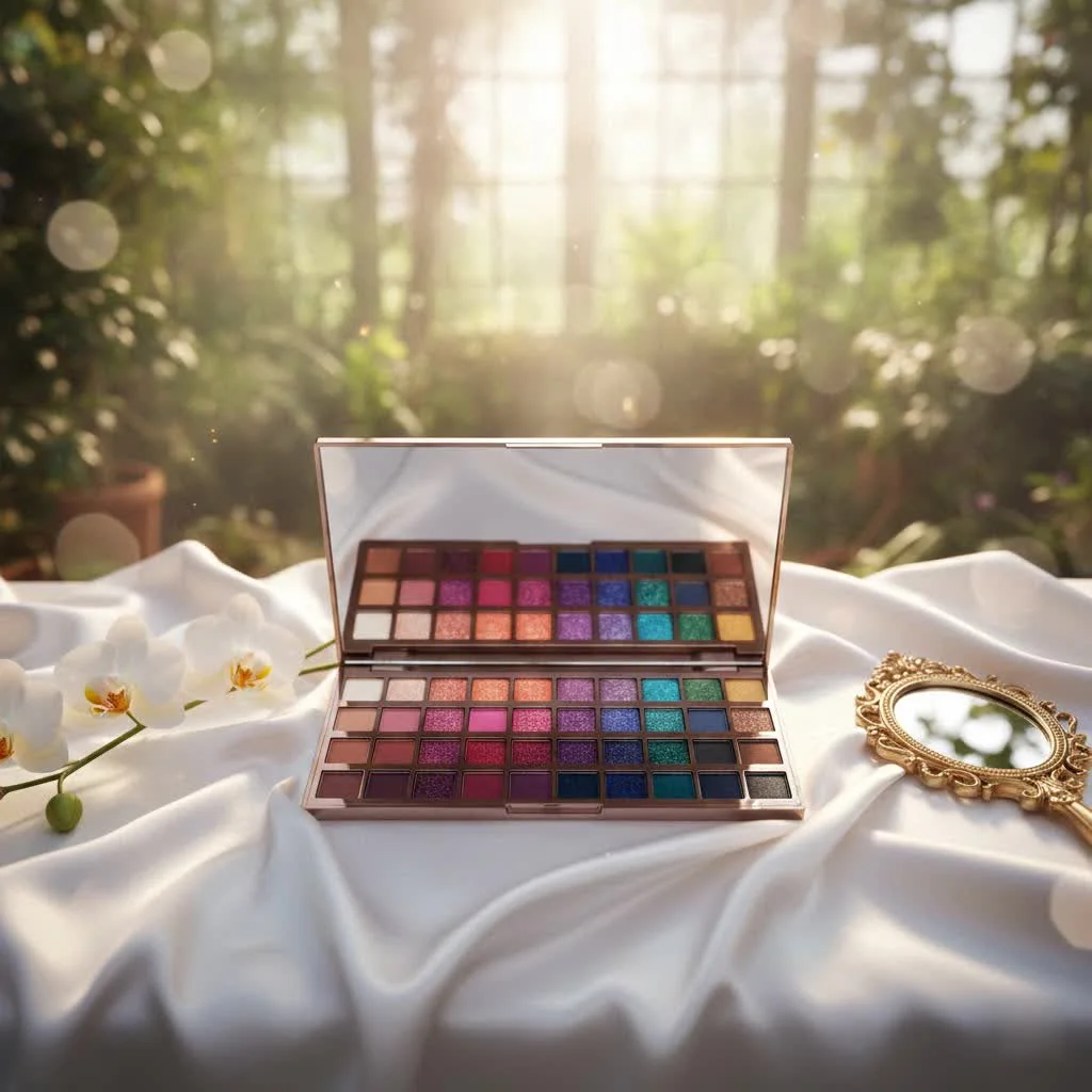 Woman with a stunning eye shadow makeover, showcasing vibrant colors